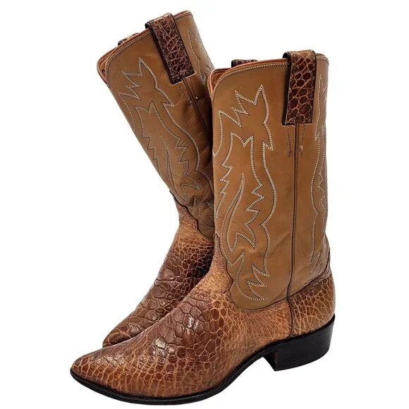 Vintage Preban Exotic Justin Womens 8AA Honey Brown Cowboy Western Boots Cowgirl - Picture 10 of 16